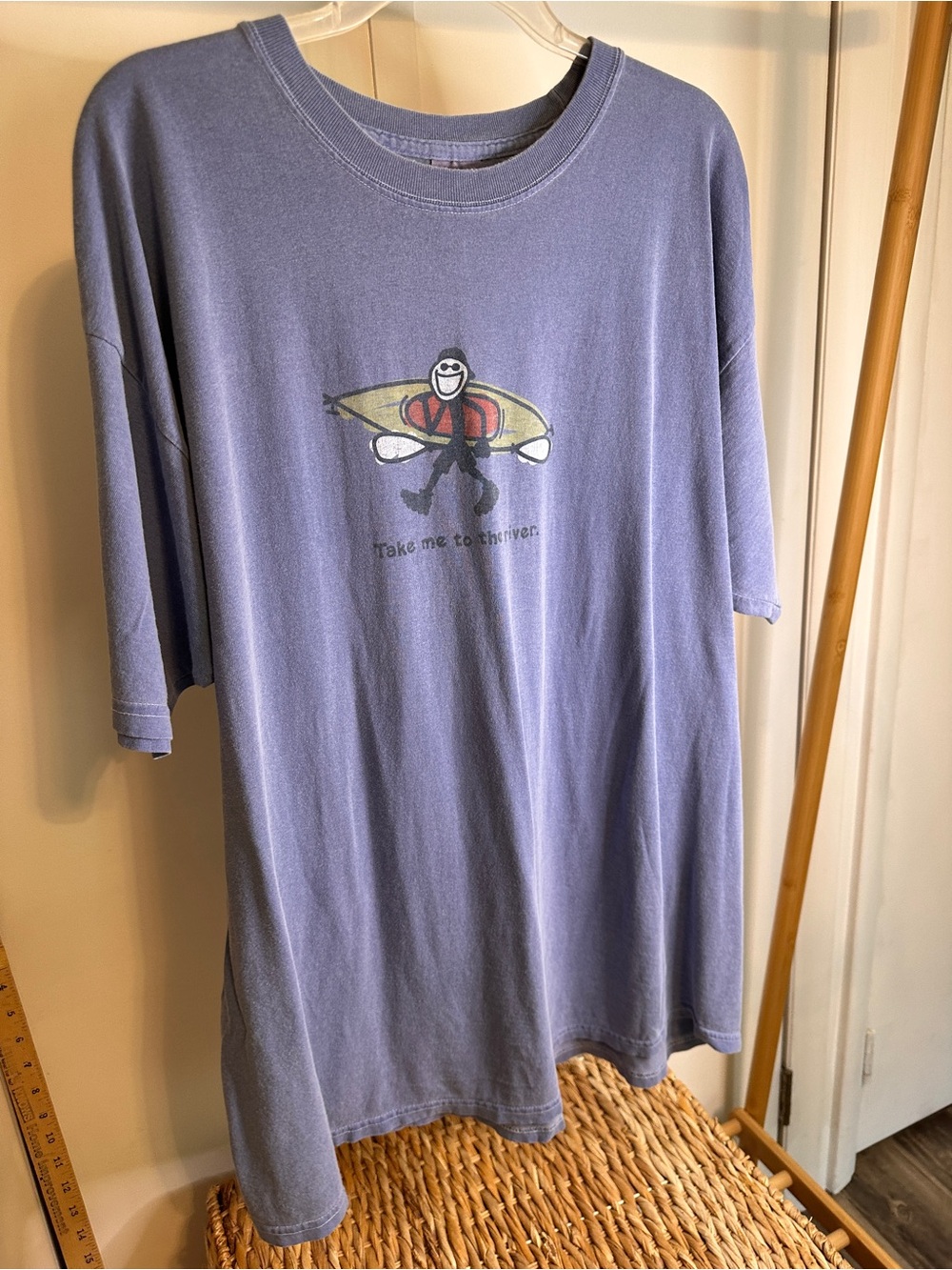 Life Is Good Lavender Crewneck Tee with Kayak Graphic